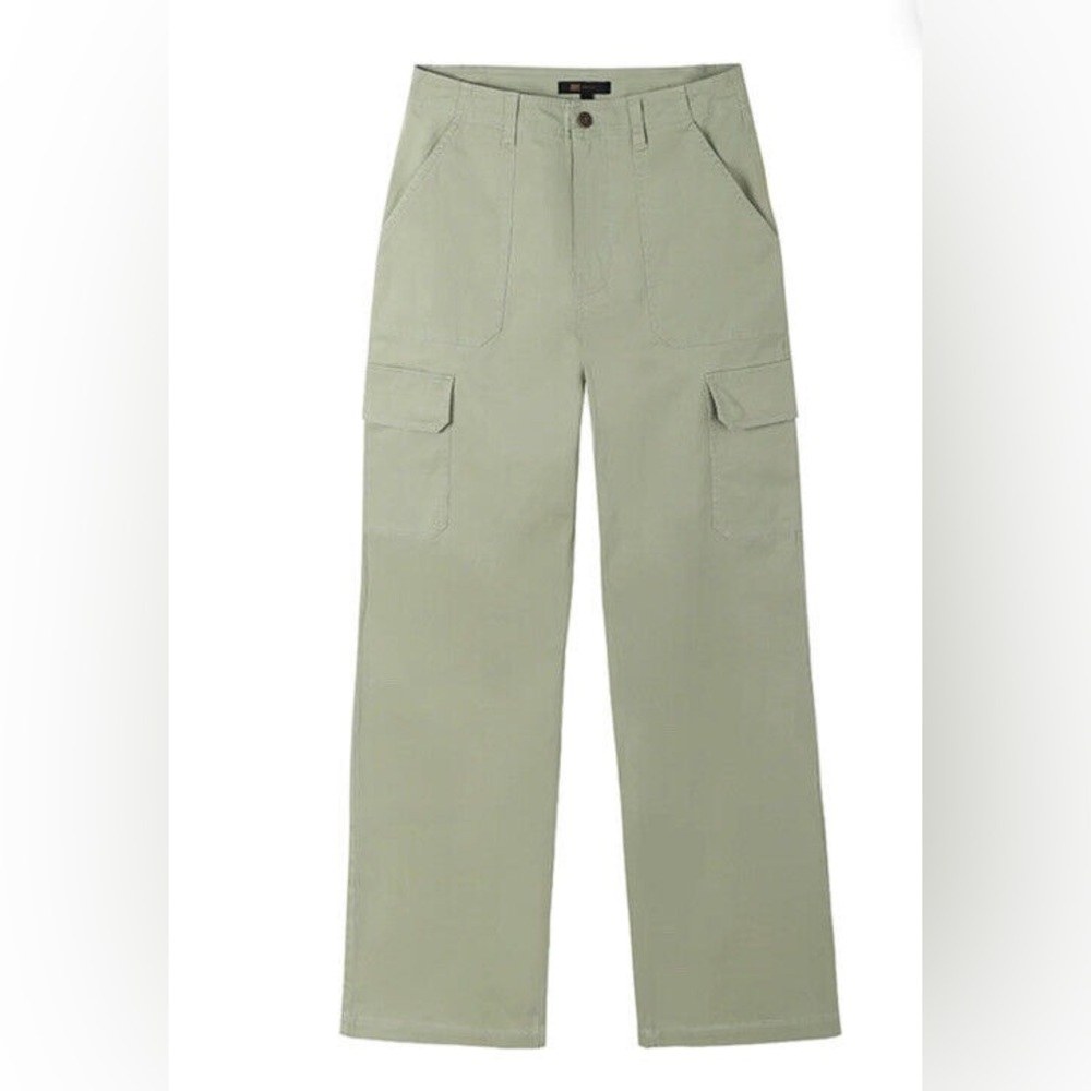Frye High Rise Wide Leg Relaxed Fit Cargo Pants - Tea Green Color